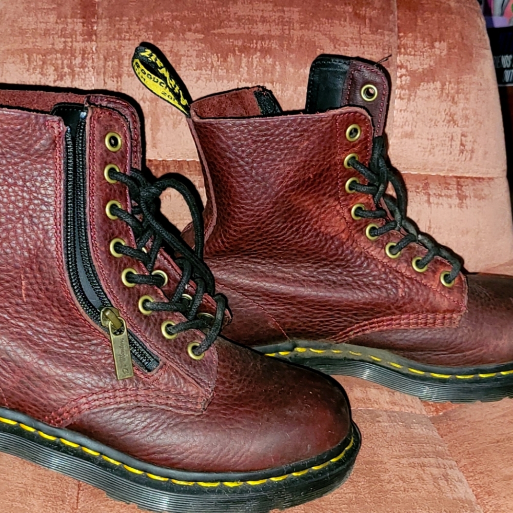 Dr. Martens maroon red boots